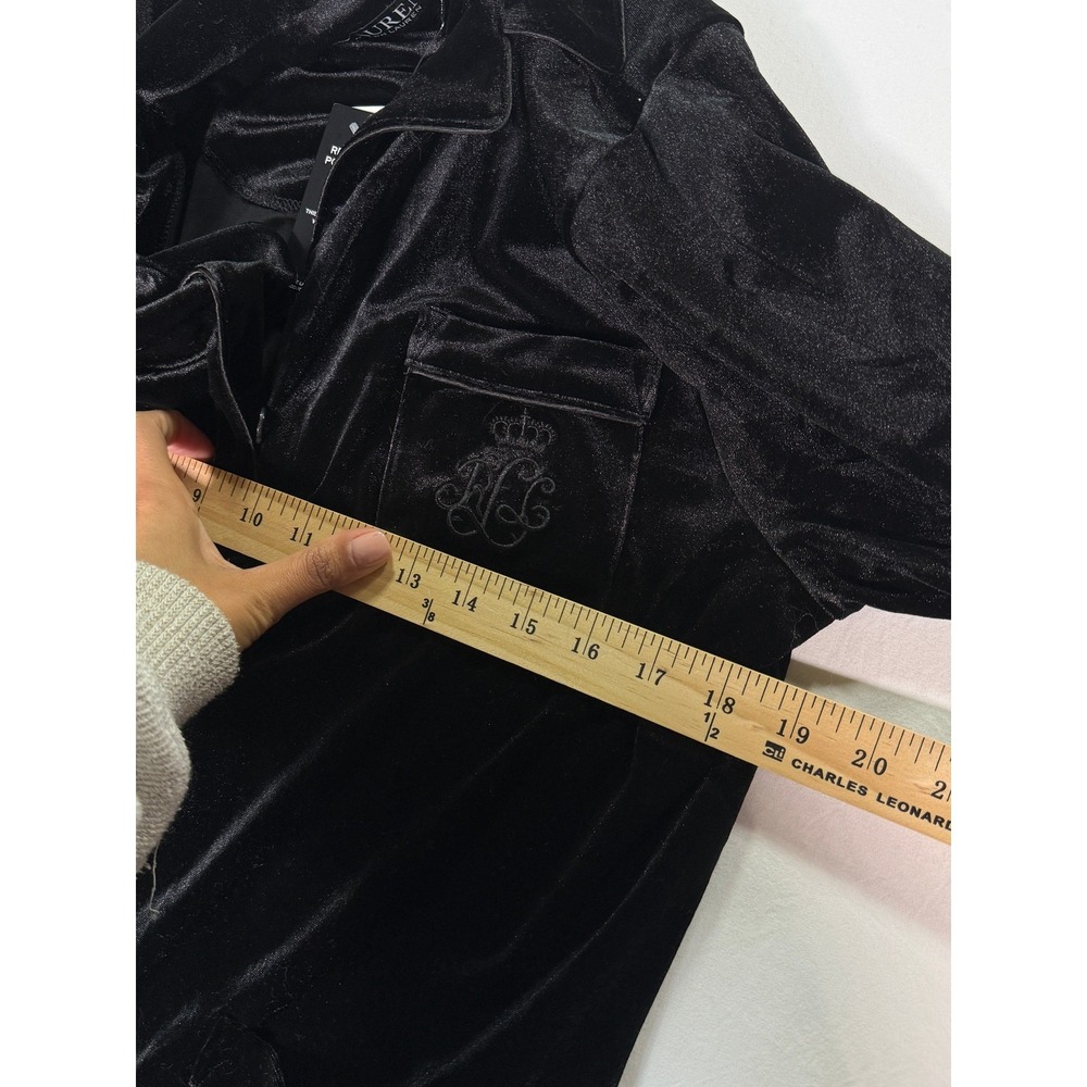 Lauren Ralph Lauren Pajama Set Women's Medium Black Velour 2 Piece Sleepwear - Picture 11 of 16